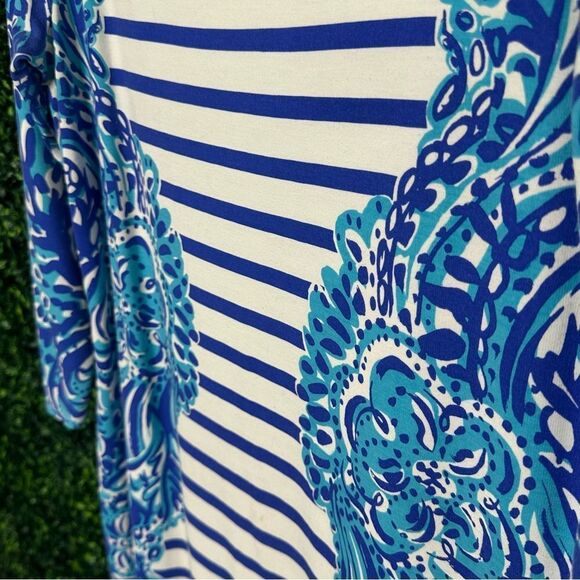 Lilly Pulitzer Nila Striped Blue Shift Dress Sz M - Picture 7 of 12